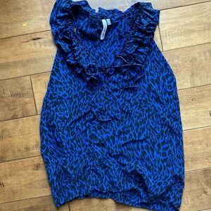 Robbi and Nikki blouse tank size M blue leopard silk